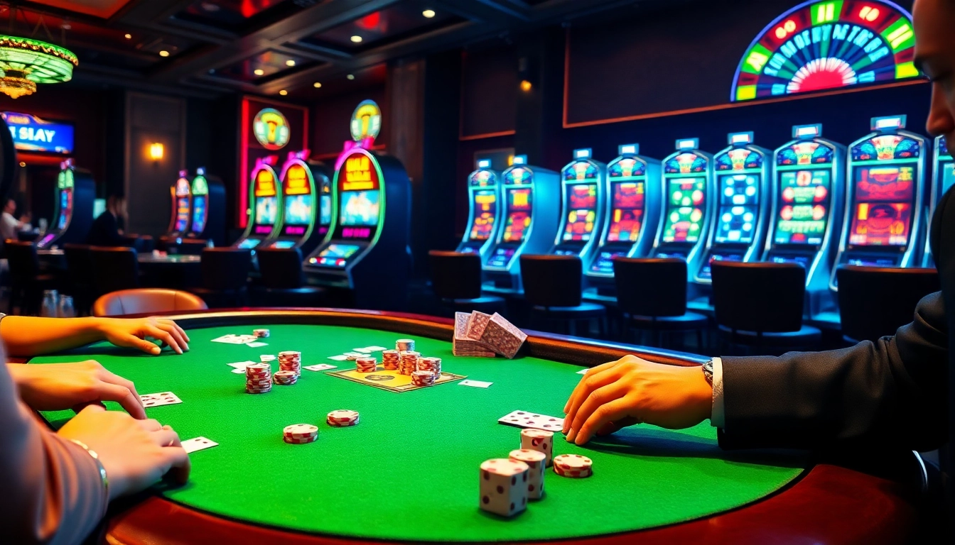 Experience the thrill of high-stakes poker at qq88.co.com with elegant players and vibrant casino elements.