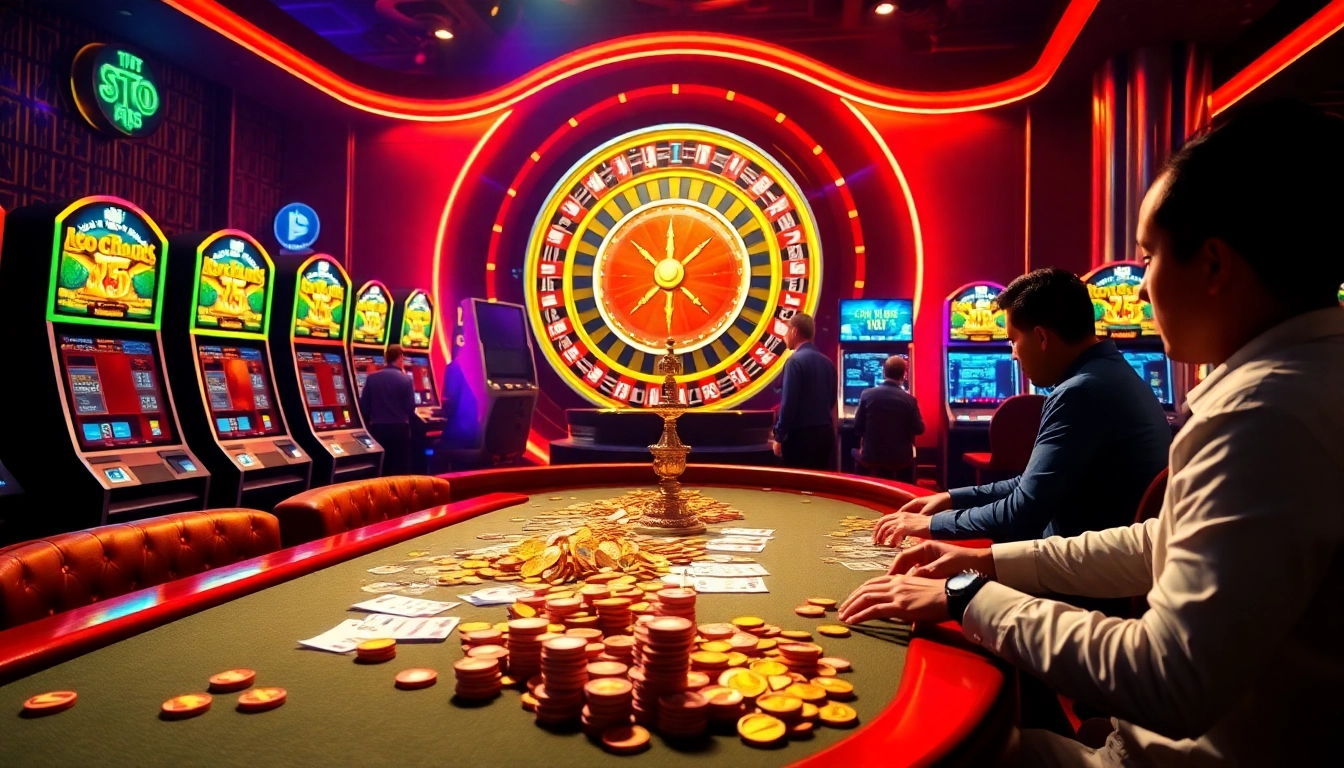 Experience the thrill of a crypto casino France with vibrant gaming tables and Bitcoin interactions.